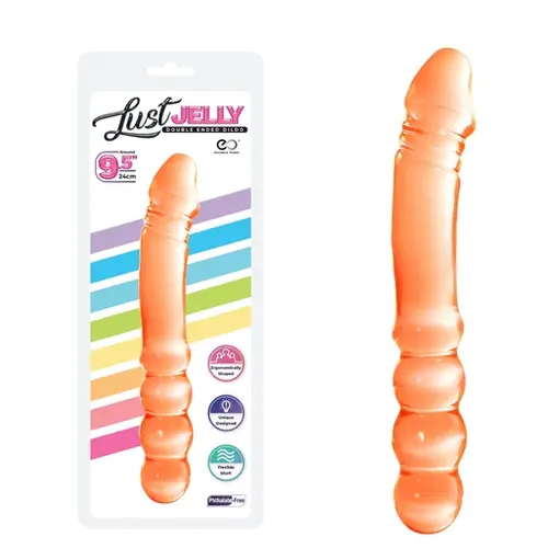 Excellent Power LUST JELLY PVC 9.5 DOUBLE DONG - ORANGE