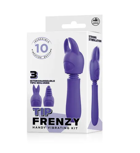 Excellent Power TIP FRENZY SILICONE VIBE WITH 3 INTERCHANGEABLE TIPS - PURPLE