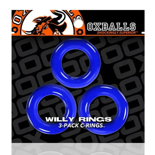 OXBALLS WILLY RINGS 3-pack stretchy cockrings POLICE BLUE