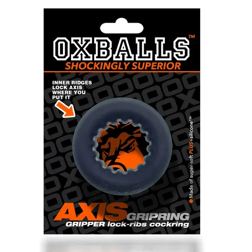 OXBALLS AXIS inner ribbed griphold cockring BLACK ICE