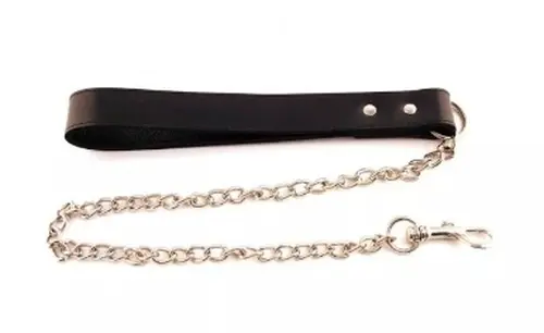 ROUGE Leather Dog Lead with Chain - Black