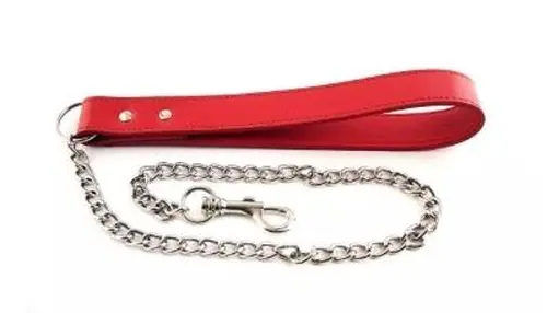 ROUGE Leather Dog Lead with Chain - Red