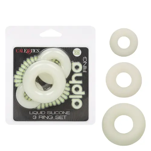 Calexotics New Products In Stock Alpha Glow-In-The-Dark Liquid Silicone 3 Ring Set